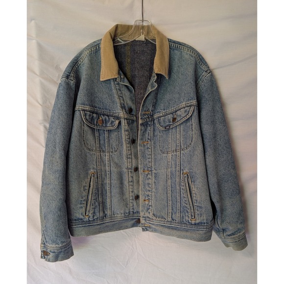 Other - Vintage Lee Denim Jacket XL Blanket Lined Corduroy Collar Western Ranch Workwear